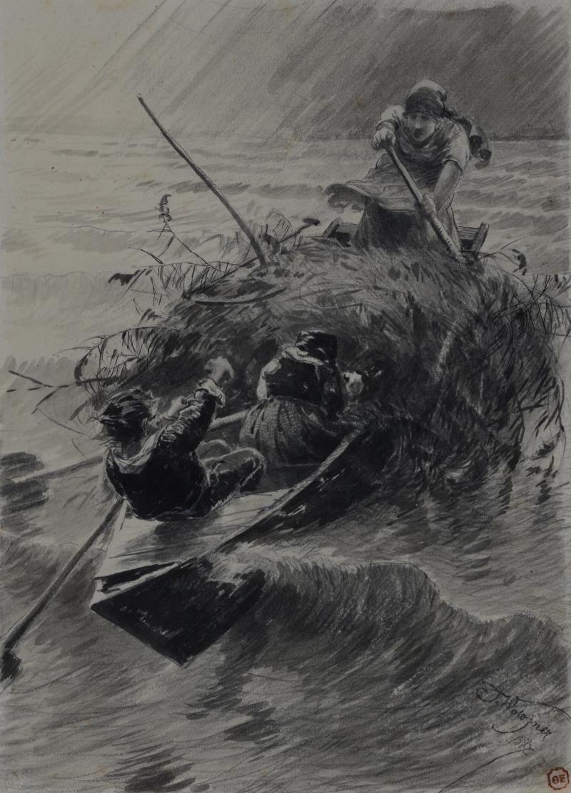 osef Wopfner: Heuboot im Sturm auf dem Chiemsee, 1887 Bleistift und Aquarell auf Papier, 25,2 x 18,1 cm Museum Georg Schäfer, Schweinfurt, MGS 0699A © Fotografie Museum Georg Schäfer, Schweinfurt