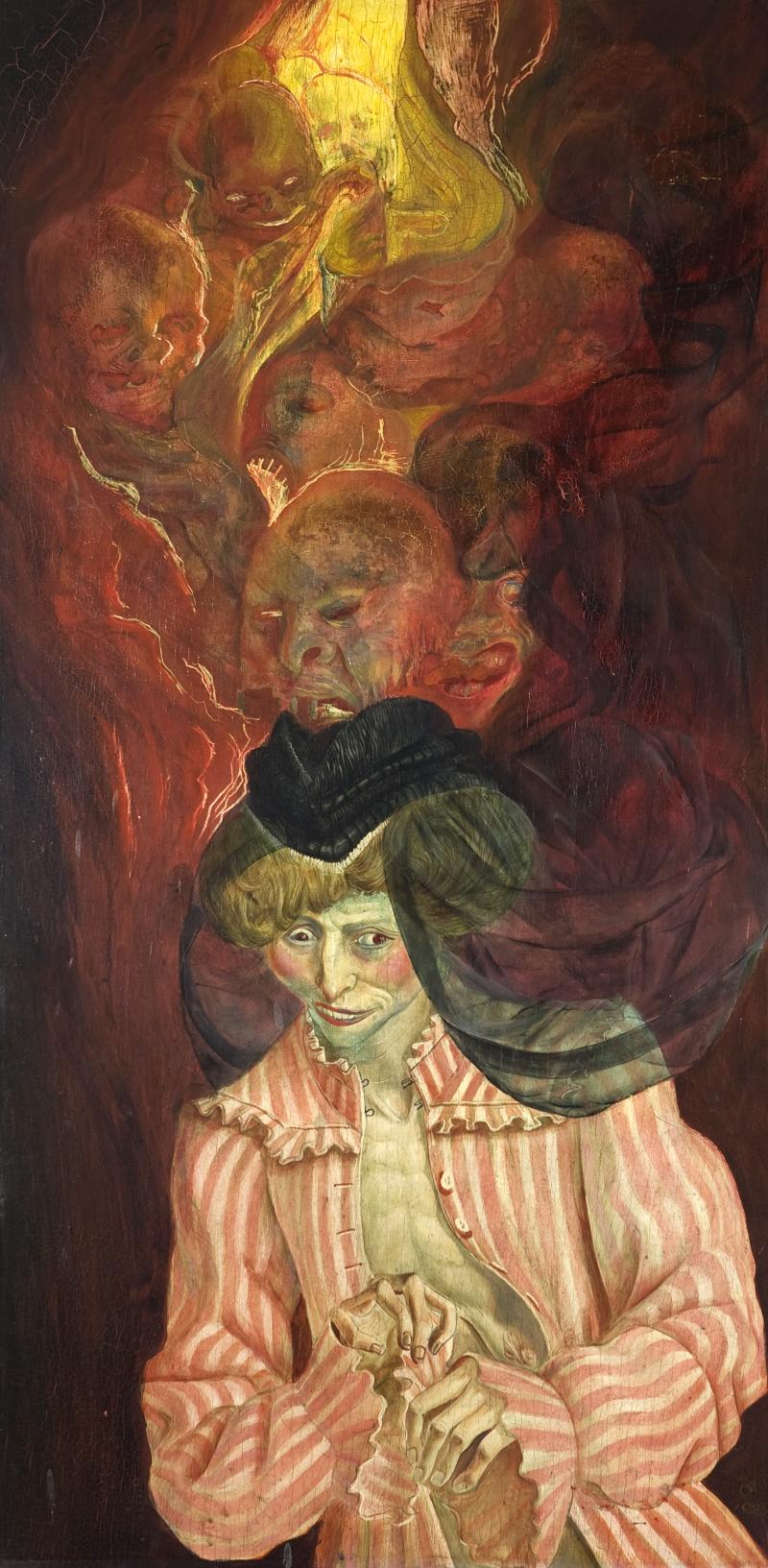 Otto Dix, Die Irrsinnige, 1925; 120,40 x 61,50 cm, Tempera (Mischtechnik) auf Holz  © Foto: Kunsthalle Mannheim © Bildrecht Wien, 2019