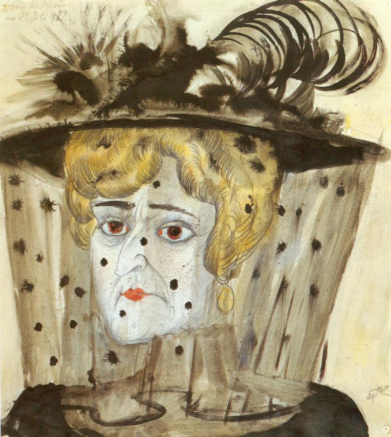 Otto Dix, Die Witwe, 1922; 49,5 x 45 cm, Aquarell auf Kupferdruckpapier/ Bleistiftvorzeichnung  © Zeppelin Museum Friedrichshafen © Bildrecht Wien, 2019