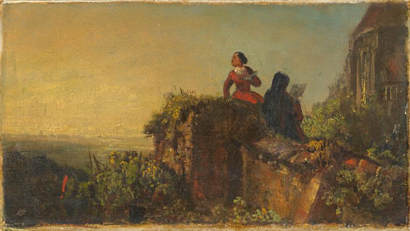 Carl Spitzweg (1808 – 1885) ''Im Klostergarten'' | Öl auf Papier, auf Karton gelegt | 21,6 x 38,1 cm Ergebnis: 58.050 Euro