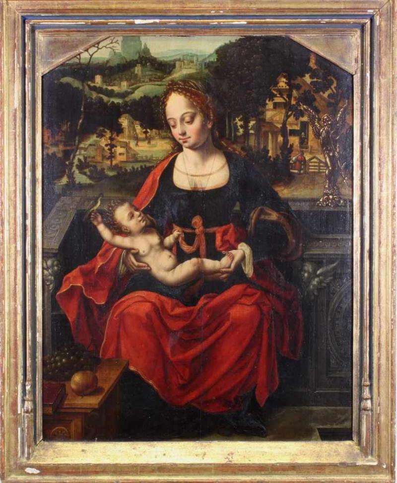 Coecke van Aelst, Pieter I. (1502 Aalst/Ostflandern - 1550 Brüssel), Umkreis, "Muttergottes mit Kind",  Mindestpreis:	3.500 EUR