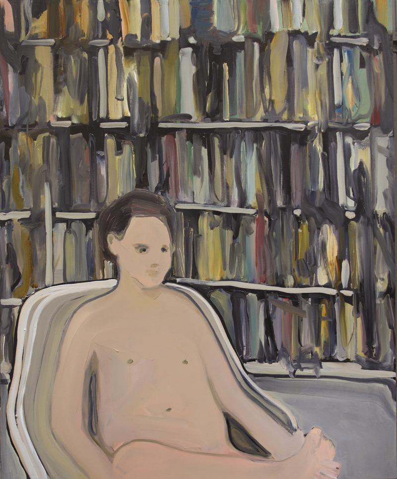 Rudy Cremonini, The Young Library 2019, Öl auf Leinwand, 110 x 90 cm