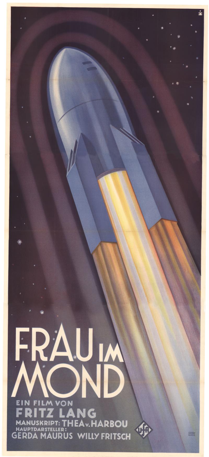 Alfred Herrmann Frau im Mond (Regie: Fritz Lang) 1929 Plakat Offsetdruck August Scherl, Berlin Deutsche Kinemathek – Museum für Film und Fernsehen