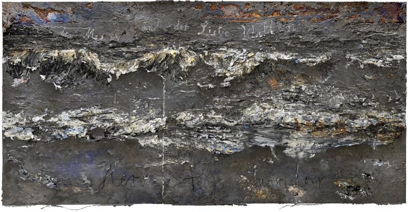 Anselm Kiefer, Des Meeres und der Liebe Wellen, 2018-2019. Emulsion, oil, acrylic and lead on canvas on wood. 190 x 380 x 40 cm (74.8 x 149.61 x 15.75 in).