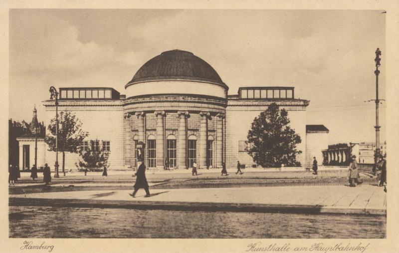 Historische Postkarte »Gruß aus Hamburg. Die besten Wünsche zum Neuen Jahre. Kunsthalle und Alsterbassin«, Serie A N°1 Kunstverlags-Anstalt, Röpke & Woortman Hamburg, ca. 1900 © Hamburger Kunsthalle