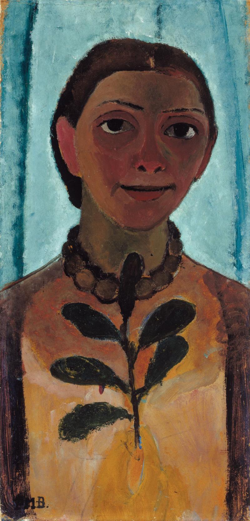 Paula Modersohn-Becker, Selbstbildnis mit Kamelienzweig, 1906/07, Pappe auf Holz, Museum Folkwang, Essen