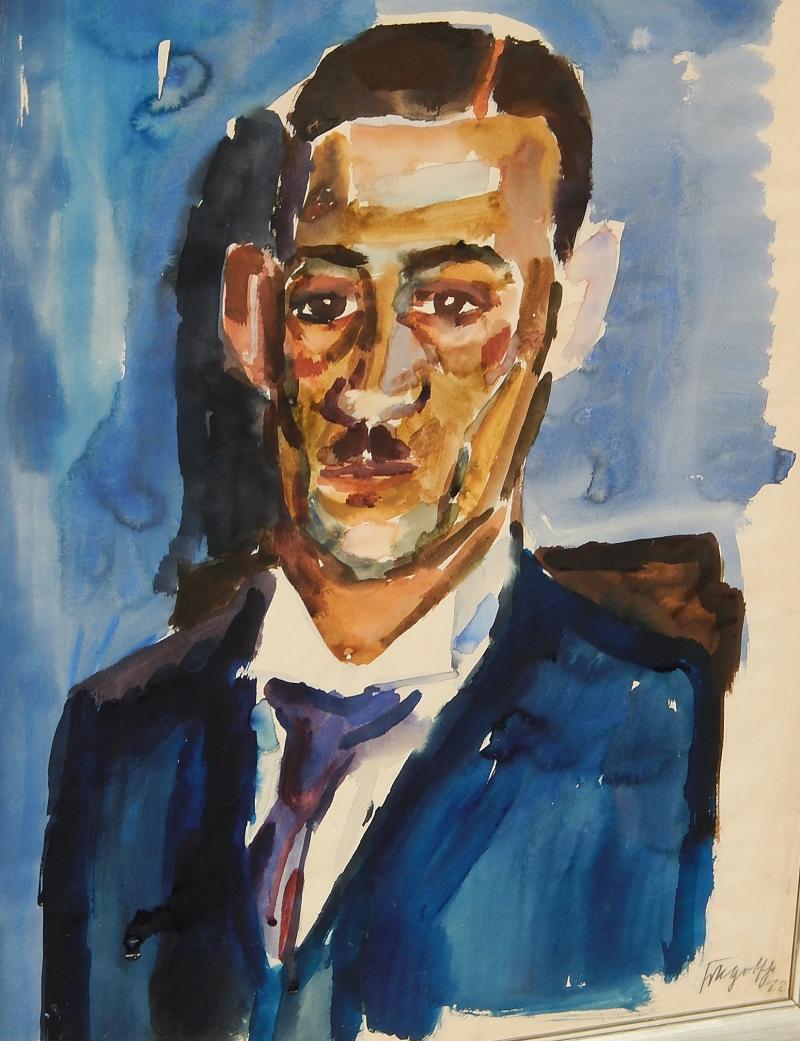 Friedrich Karl Gotsch(1900-1984) "Portrait vom Bruders des Künstlers",Aquarell,signiert,datiert 1922,64x52cm