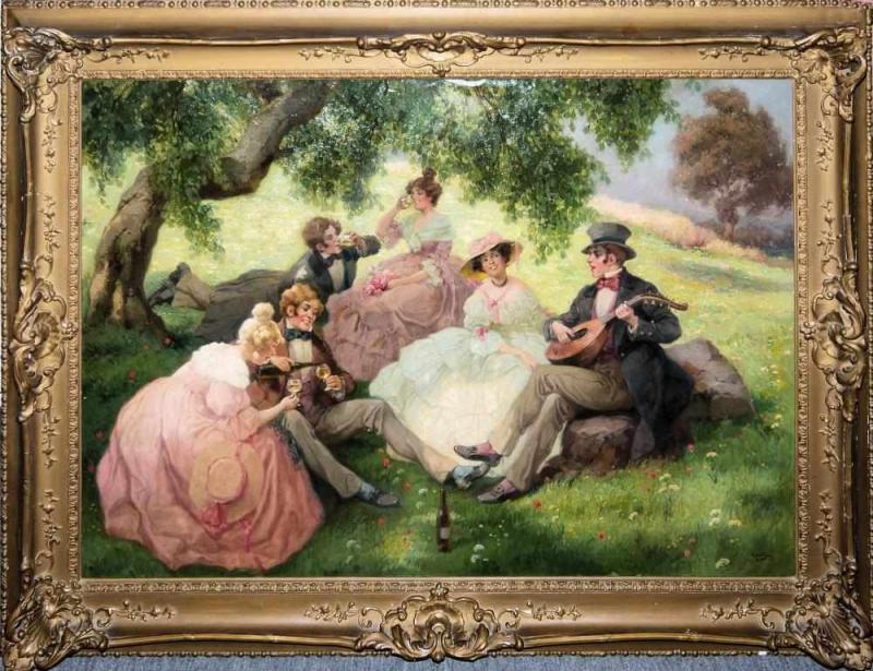 Rudolf Alfred Höger, „Picknick im Walde“, Schätzpreis:	1.800 - 2.000 EUR