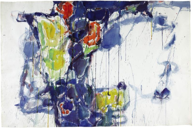 Lot 34 Standards of Excellence: The Blema and H. Arnold Steinberg Collection Sam Francis Untitled (Cool Violet) watercolor on paper 26 1/2 by 40 1/4 in. 67.3 by 102.2 cm. Estimate $200/300,000