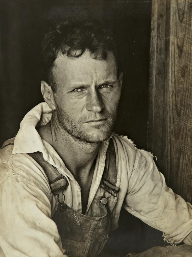 Lot 149 Walker Evans Floyd Burroughs, A Cotton Sharecropper, Hale County, Alabama flush-mounted, the Lunn Gallery stamp, numbers 'II' and '83' in pencil, on the reverse, 1936 (Keller 531) 9¼ by 7 in. (23.5 by 17.8 cm.) Estimate $80/120,000 Sold for $150,000