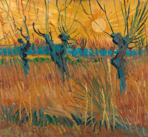 Vincent van Gogh (1853–1890) Weiden bei Sonnenuntergang, 1888 Öl auf Leinwand auf Karton, 31,6 cm x 34,3 cm © Kröller-Müller Museum, Otterlo, Niederlande