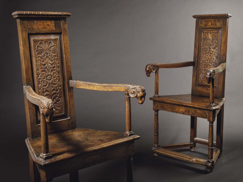 LotNo 2227 pair French Renaissance armchairs, Loire valley, 2nd half of the 16th centur