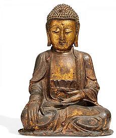 Buddha Shakyamuni China | 17. Jh. | Bronze | Gesamthöhe 36,5cm Taxe: 8.000 – 10.000 Euro