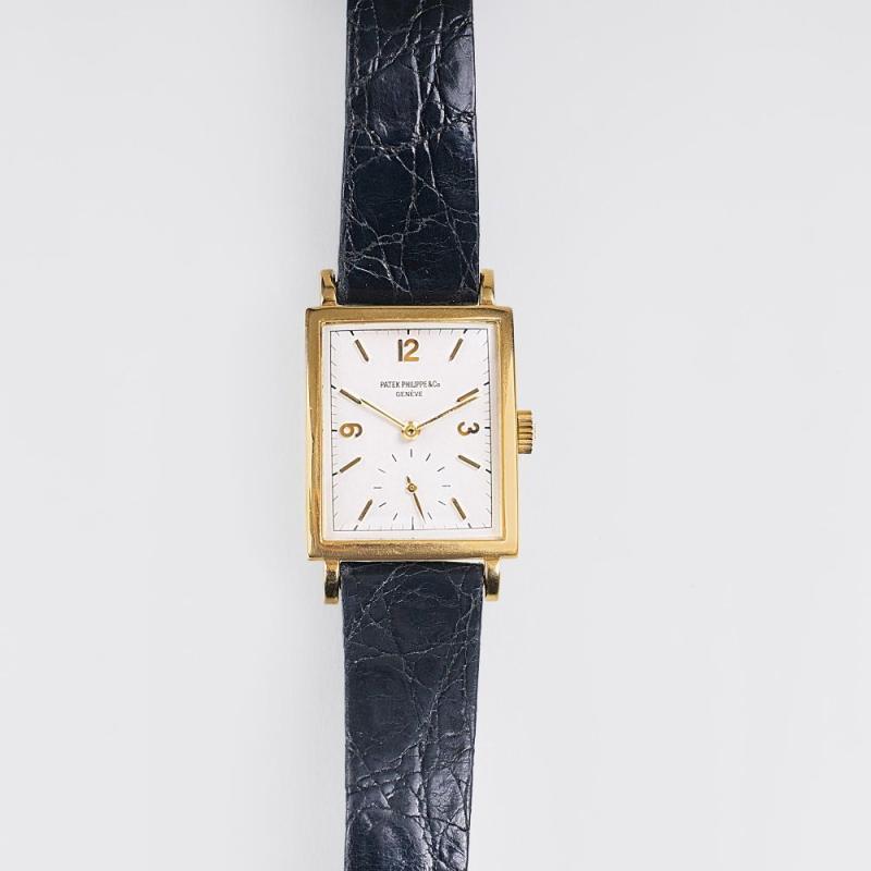 Patek Philippe & Co gegr. 1839 in Genf Herren-Armbanduhr 'Gondolo' 18 kt. GG, gest. Handaufzug  Mindestpreis:	4.000 EUR