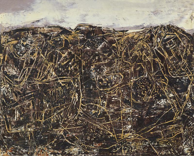 Jean Dubuffet (1901 - 1985) Bon Espoir (Paysage avec personnages), 1955, Öl auf Leinwand, 89 x 116 cm, erzielter Preis € 735.300, Auktion 5. Juni 2019