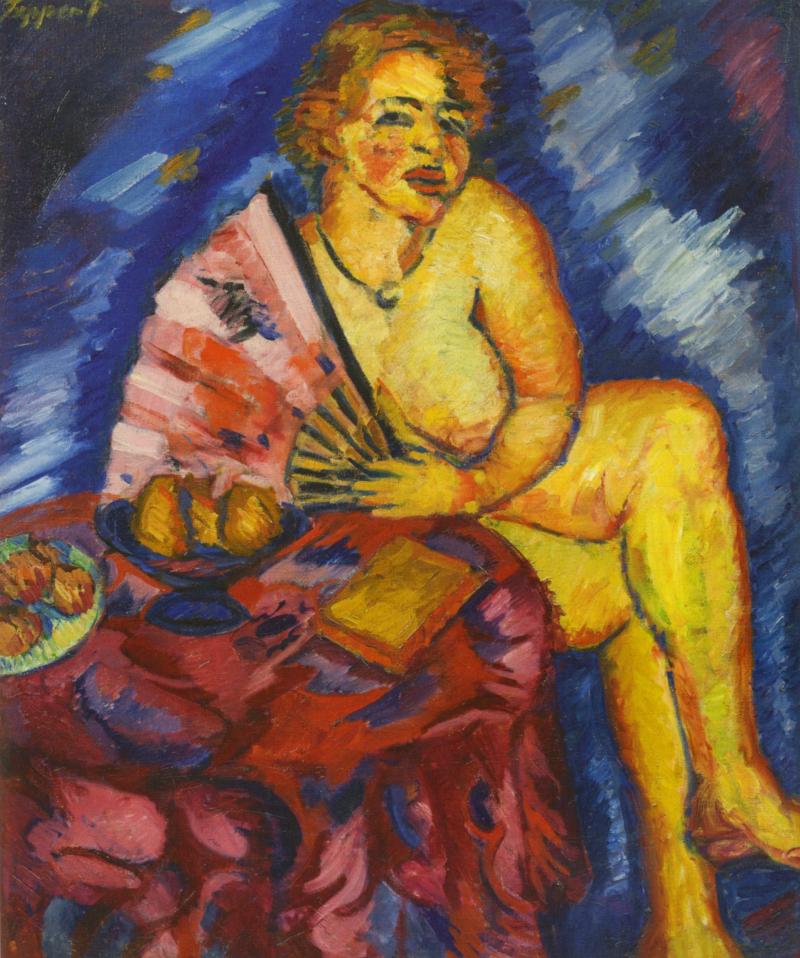 MÄDCHEN AM TISCH (BETTY MIT FÄCHER) (GIRL AT THE TABLE (BETTY WITH FAN)). WIETEK 147. GEORG TAPPERT Galerie Henze & Ketterer & Triebold