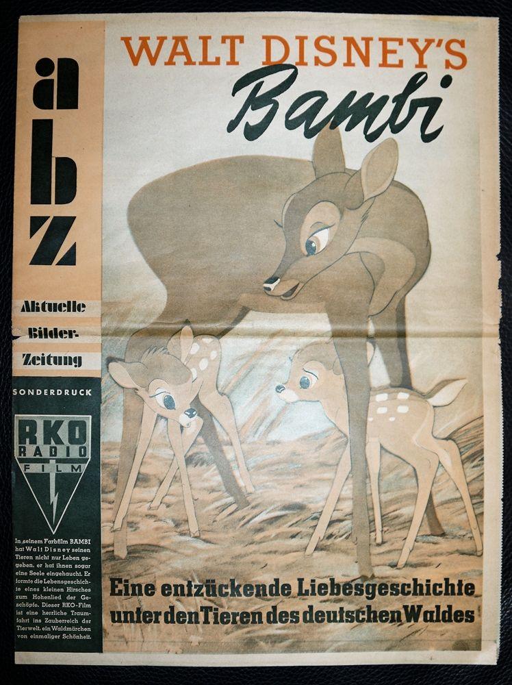 abz - Aktuelle Bilder Zeitung, sehr seltener Sonderdruck zu Walt Disney’s großem Farbfilm „Bambi“, 1951, gerahmt Schätzpreis:	3.000 - 4.000 EUR