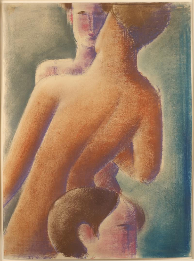 Oskar Schlemmer Dreiergruppe mit Rückenakt, 1929 60 x 44 cm Pastell auf Papier / Pastel on paper mumok - Museum moderner Kunst Stiftung Ludwig Wien, erworben / acquired in 1980 © mumok – Museum moderner Kunst Stiftung Ludwig Wien