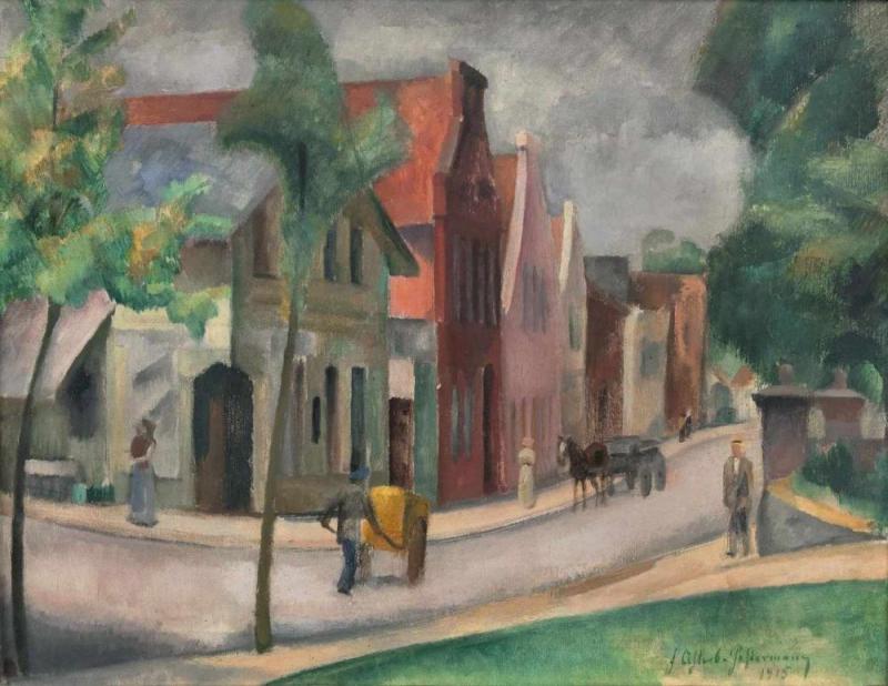 Friedrich Ahlers-Hestermann (Hamburg 1883 - Berlin 1973) Bad Oldesloe Öl/Lw., 52,5 x 67,5 cm Mindestpreis:	8.500 EUR