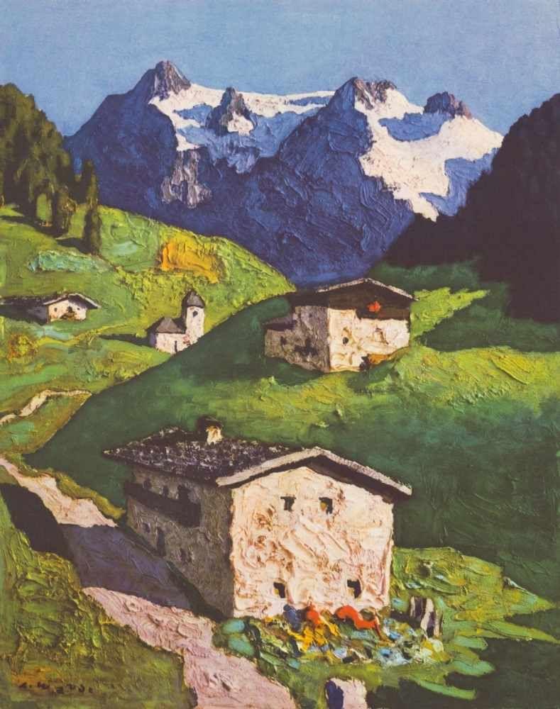 Los 319 Walde, Alfons Frühling in Tirol Offsetdruck Signiert links unten Blattgröße: 39 x 31,5 cm / Bildausschnitt: 35 x 27,5 cm  Beschriftung unten: Frühling in Tirol, A. … 50 EUR