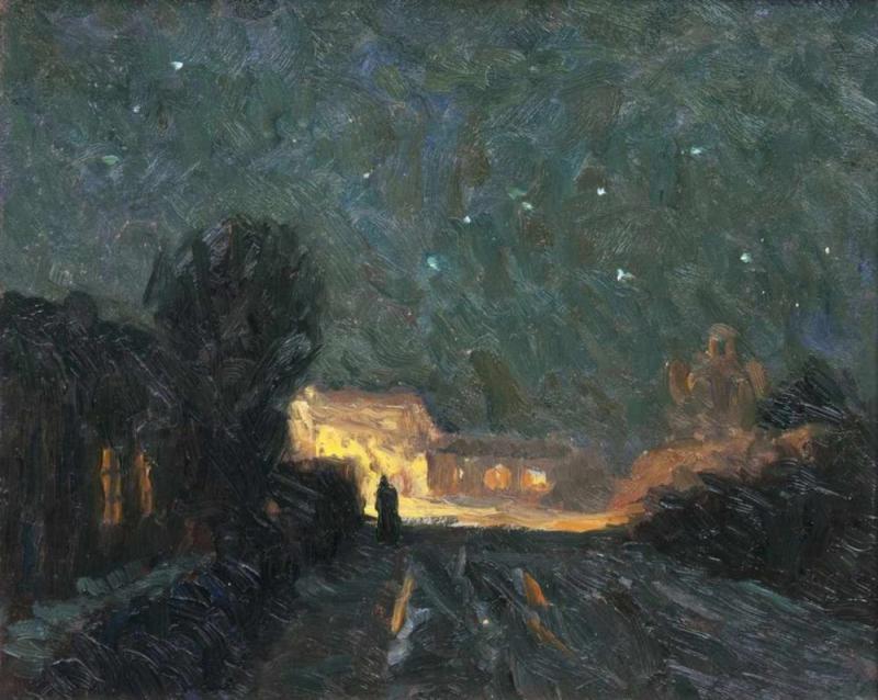 Ernst Eitner (Hamburg 1867 - Hamburg 1955) Sternennacht Öl/Papier/Hartfaser, 33,5 x 40 cm Mindestpreis:	9.000 EUR