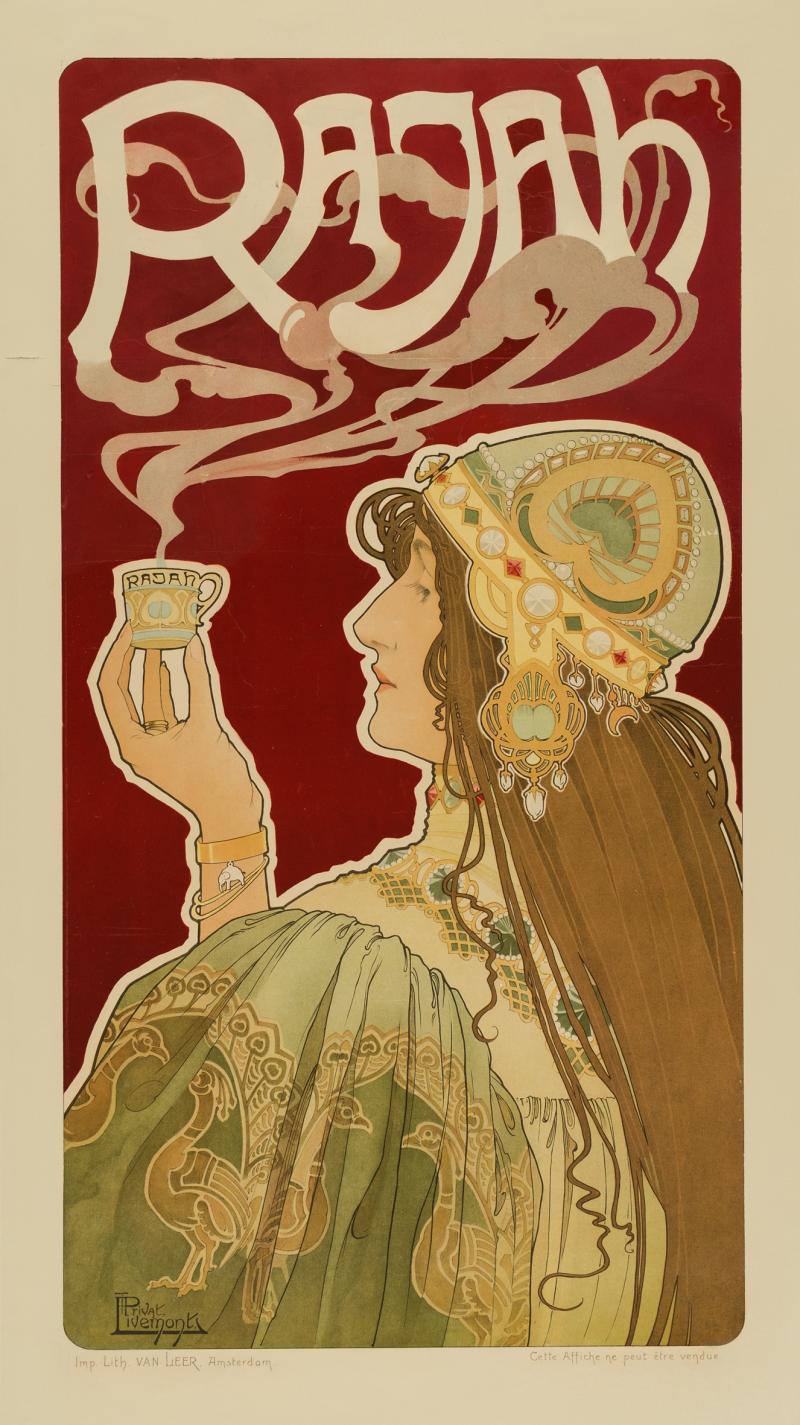 Henri Privat-Livemont (1861–1936) Rahjah Kaffee, 1899 Farblithografie, 78,8 x 44,5 cm Museum für Kunst und Gewerbe Hamburg Public Domain