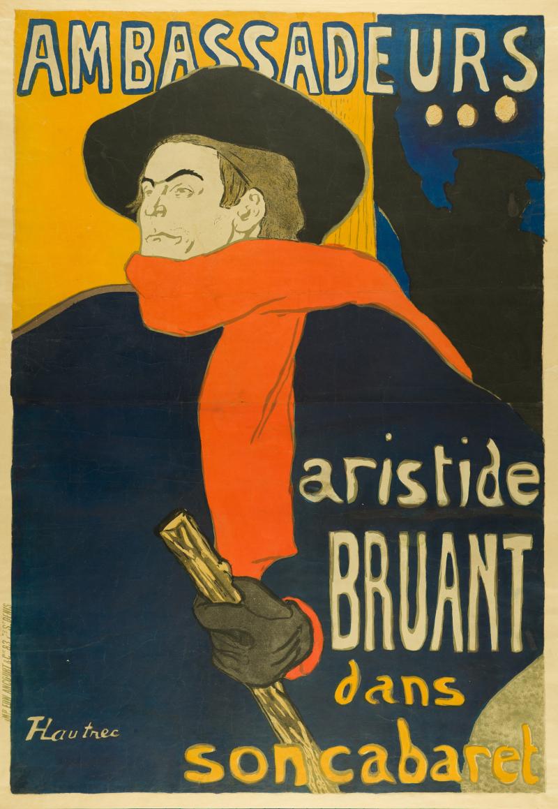 Henri de Toulouse-Lautrec (1864–1901) Ambassadeurs – Aristide Bruant dans son cabaret, 1892 Farblithografie, 138 x 96,5 cm Museum für Kunst und Gewerbe Hamburg Public Domain