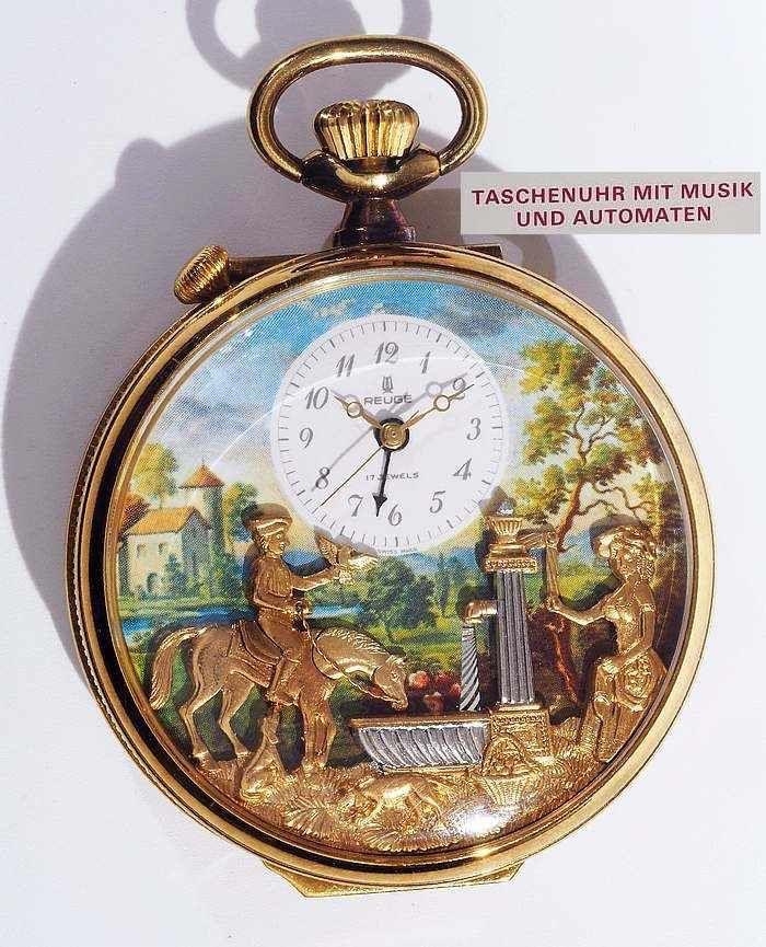 REUGE Taschenuhr mit Wecker, Spieluhr- und Figurenautomat. Modell Montre Reuge Nr. 661 Mindestpreis:	900 EUR