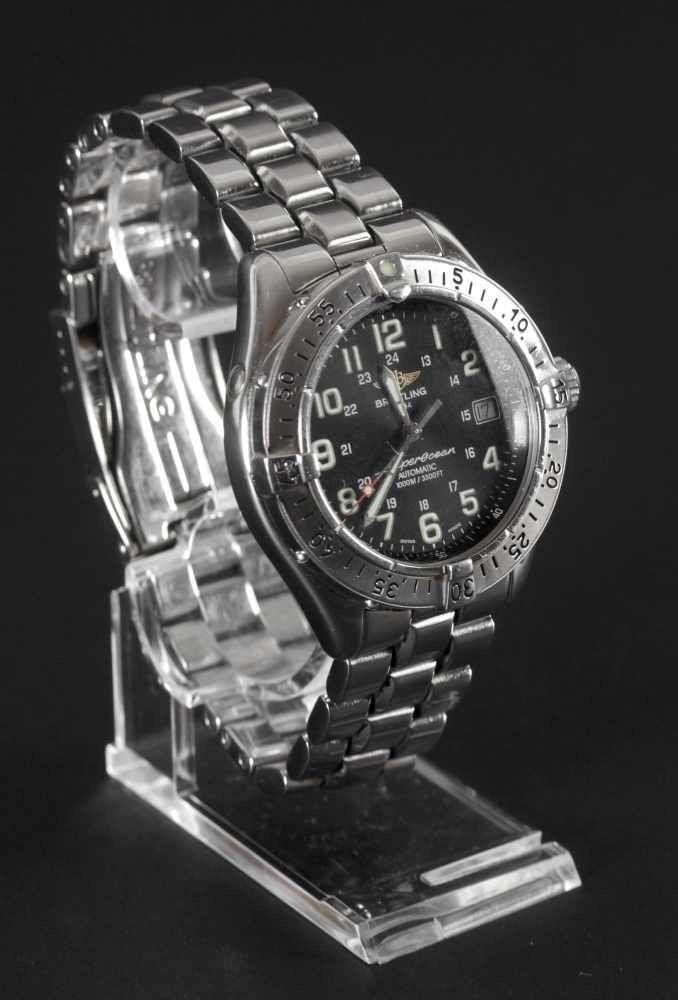 Breitling Herrenarmbanduhr Colt Superocean, 2000 Edelstahlgehäuse und -boden, D: 41,5 mm, Automatik, Uhr läuft, Edelstahlarmband mit Faltschließe, Schätzpreis:	1.800 EUR