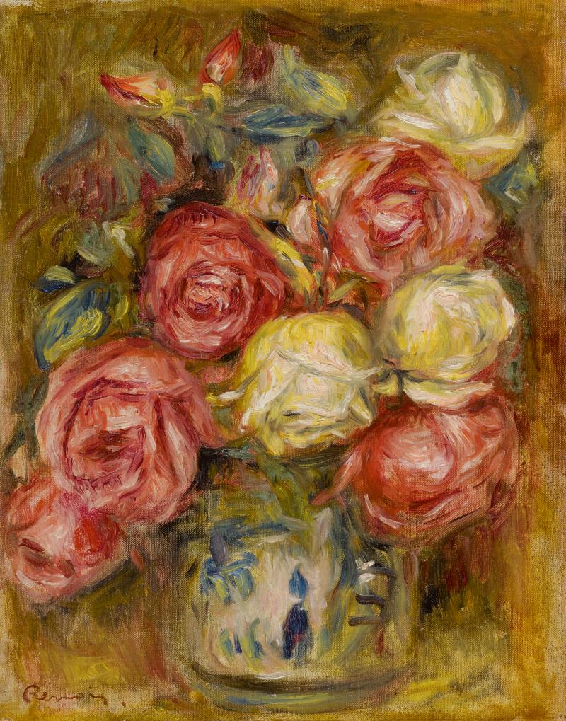 Pierre-Auguste Renoir, Roses dans un vase décoré