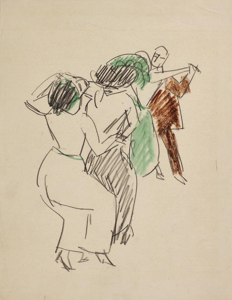 Ernst Ludwig Kirchner, Zwei tanzende Paare (Two Dancing Couples), circa 1911, est. £7,000 – 10,000