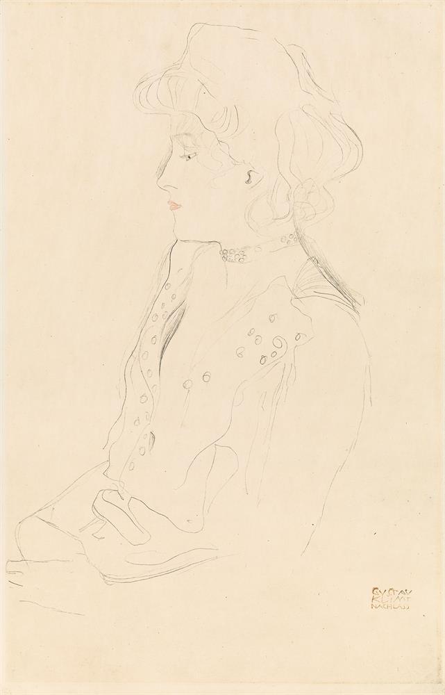 Gustav Klimt Brustbild einer Frau im Profil nach links, um 1904/05 Schätzpreis: 75.000 – 150.000 €