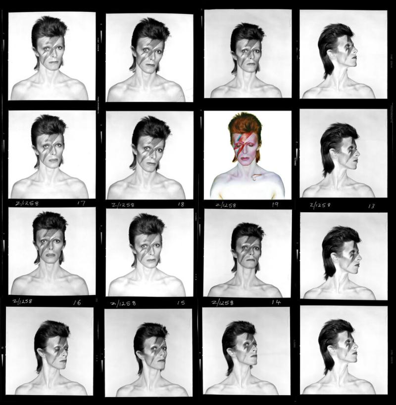 BRIAN DUFFY David Bowie »Aladdin Sane« (Contact Sheet), London 1973 Archival Pigment Print © Brian Duffy / Courtesy of CAMERA WORK