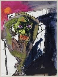 Rainer Fetting, Figur an der Mauer, 1987, Aquarell und Kreide, Blattmaß: 72 x 54 cm, © Rainer Fetting, Foto: Anja Elisabeth Witte