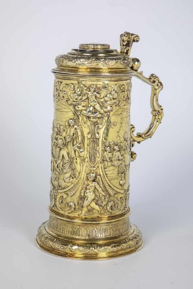 Große Vermeil-Abendmahlskanne Siebenbürgen, Kronstadt (Brasso), Michael Schelling (Meister 1616 - 1652), um 1630 Silber, vergoldet.  Schätzpreis:	110.000 EUR