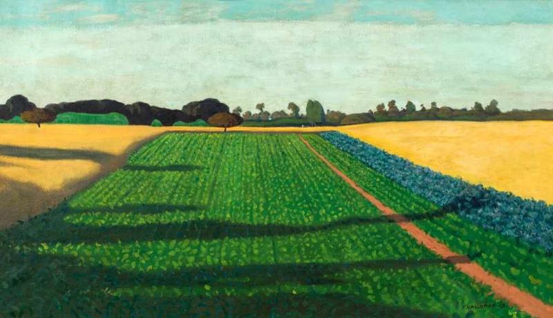 Félix Vallotton (1865–1925) Les champs, plateau de la Croix-Rouge 1914 Öl auf Leinwand 56 x 96 cm  Schätzpreis:	600.000 - 800.000 CHF