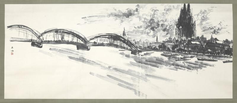 Uchiyama Ukai (1907–1983), Köln am Rhein, Tusche auf Papier, Japan, Rheinisches Bildarchiv Köln: Marion Mennicken