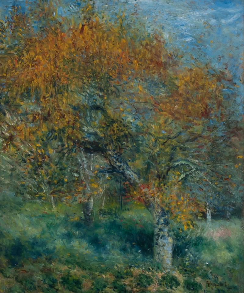 Pierre-Auguste Renoir: Der Birnbaum, um 1870, Öl auf Leinwand, 46,1 x 37,7 cm, Hasso Plattner Foundation