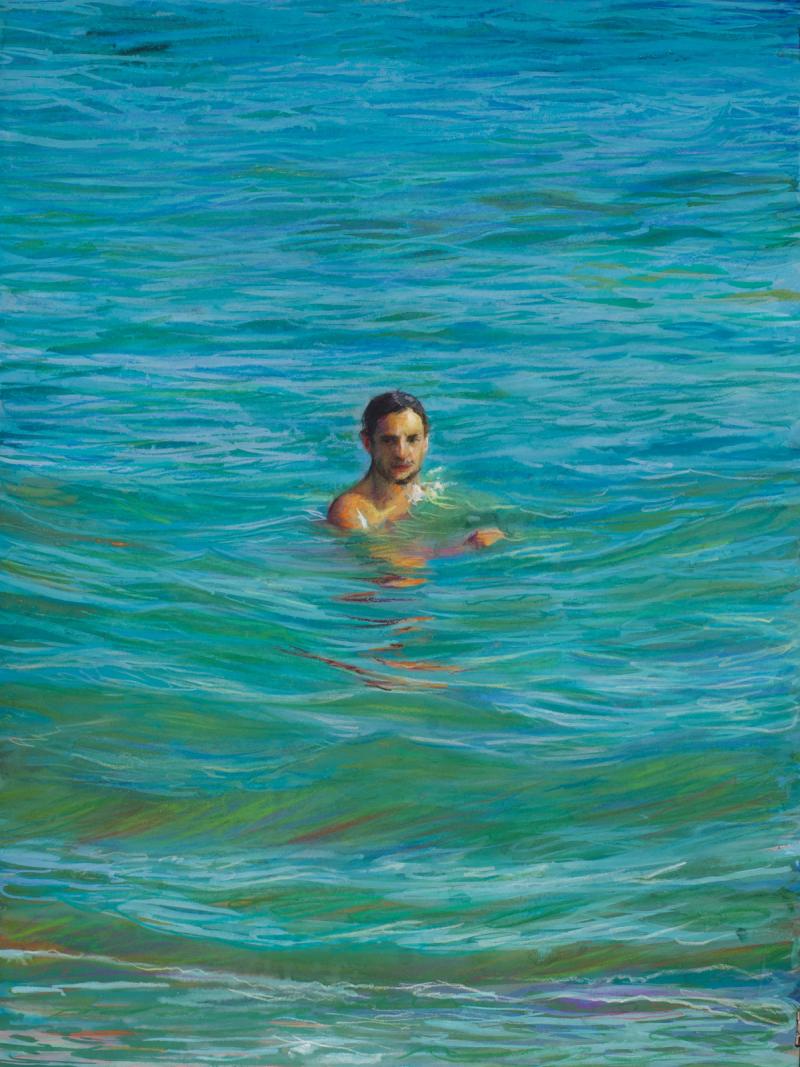 TM Davy, First Swim After, 2020 Pastell, Gouache auf Papier, 60,9 x 45,7 cm