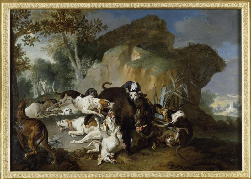 Jean-Baptiste Oudry, Wildschweinjagd mit elf Hunden, 1734 (c) Staatliche Schlösser, Gärten und Kunstsammlungen Mecklenburg-Vorpommern