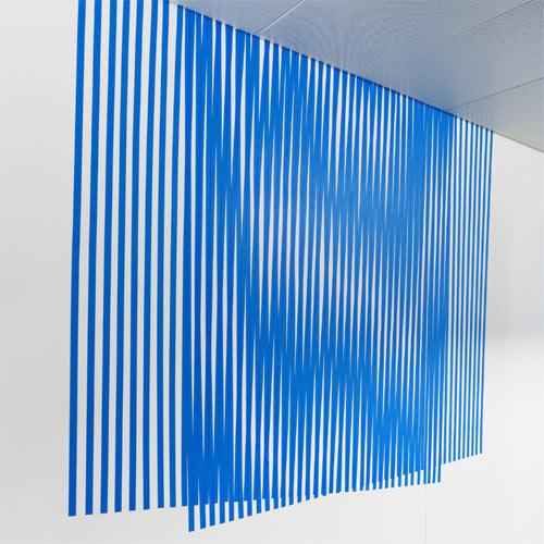 blue fall 2019 temporary installation with blue tape, ~ 220 × 700 cm @ Parallel Vienna 2019 Foto: Manuel Carreron Lopez