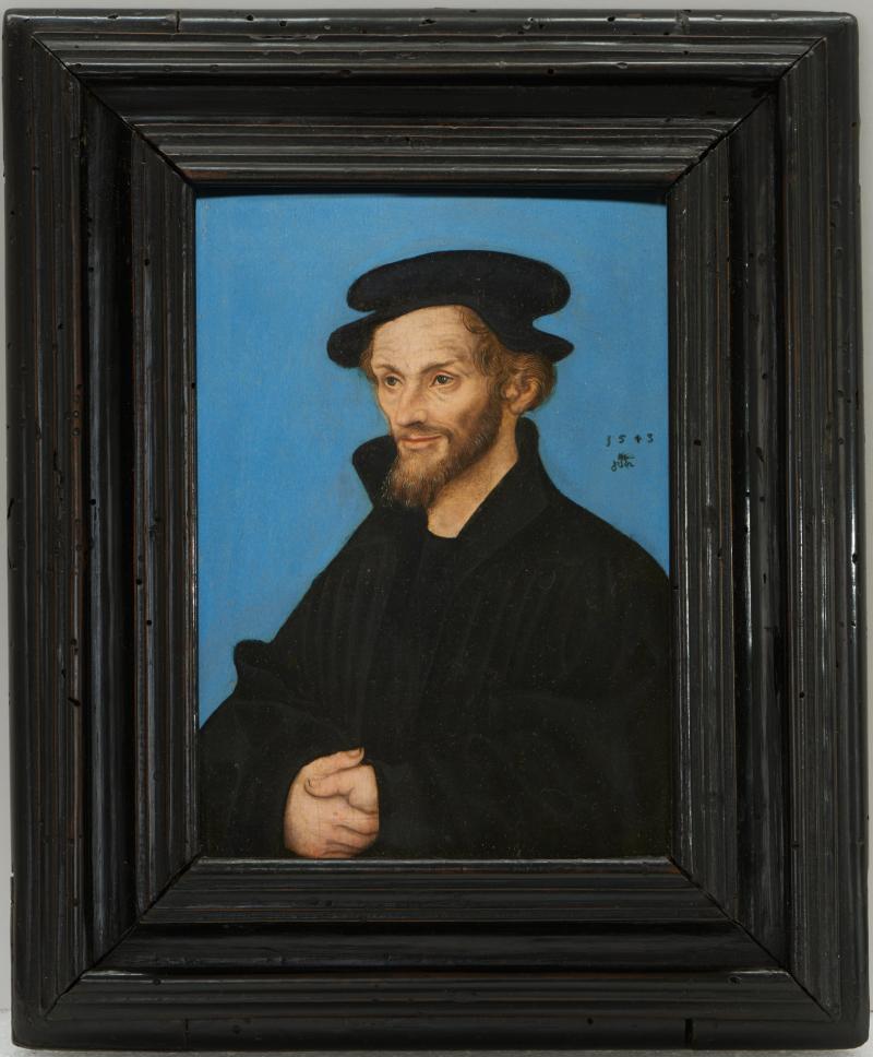 Lucas Cranach d. Ä. und Werkstatt Porträt des Philipp Melanchthon, 1543, Öl auf Holz, Maße: 20,1 x 14,4 cm Signiert rechts über der Schulter mit schwarzem Schlangensignet mit liegenden Flügeln und datiert 1543  (C) St. Annen-Museum