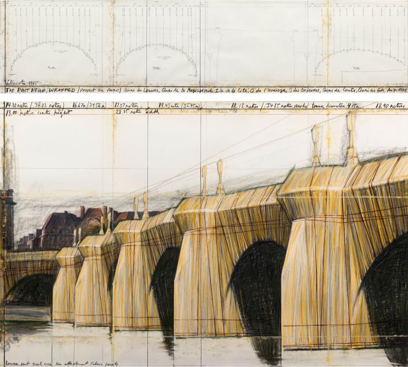 Christo & Jeanne-Claude "The Pont Neuf, Wrapped (Project for Paris)" 1985,