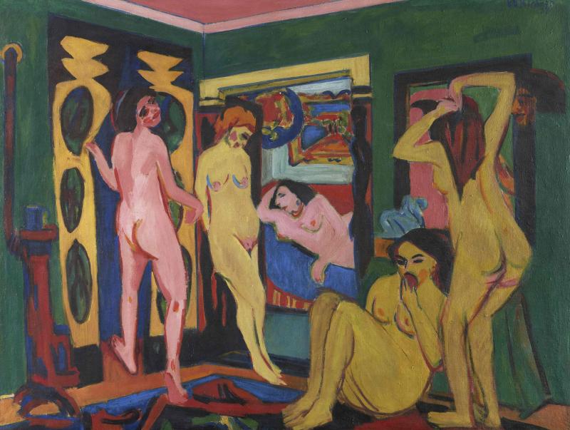 Ernst Ludwig Kirchner, Badende im Raum, 1909-1910 / nach 1926, Saarlandmuseum – Moderne Galerie Saarbrücken, Stiftung Saarländischer Kulturbesitz Foto: André Mailänder / Stiftung Saarländischer Kulturbesitz