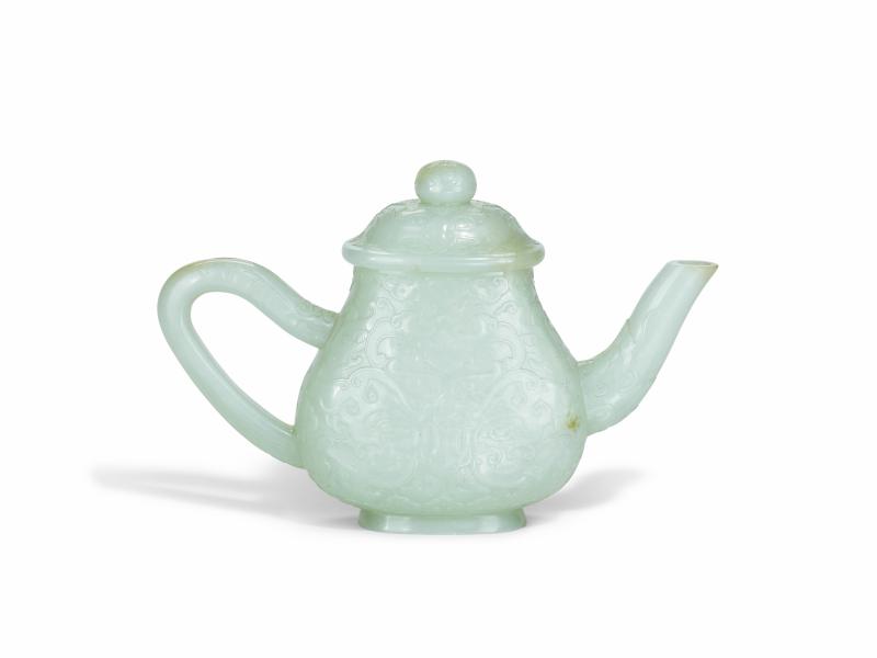 A rare pale celadon jade teapot and cover, Qing Dy… for £176,400