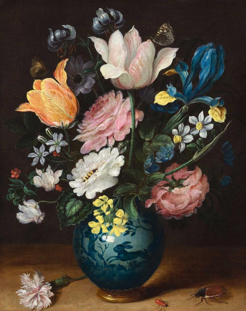 JAN BRUEGHEL D. J.  Blumenstrauss in einer Porzellanvase.  Öl auf Kupfer. 28,4 × 23,2 cm.  Ergebnis: CHF 122 000