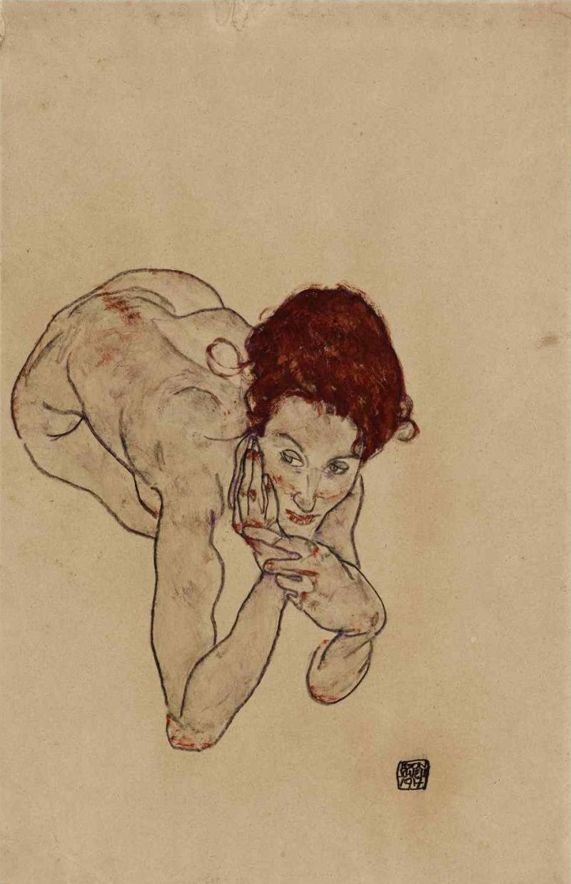 10680 Egon Schiele, Kauernder Weiblicher Akt (Crouching Female Nude)