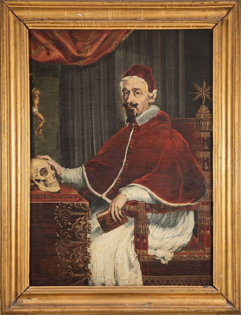 Guido Ubaldo Abbatini, Papst Alexander VII. mit Berninis Totenkopf, 1655/56 Öl auf Leinwand Dank sorgfältiger Recherchen © Kunstsammlung des Souveränen Malteser-Ritter-Ordens, Rom (Sovereign Order of Malta - Grand Magistry), Foto: Nicusor Floroaica