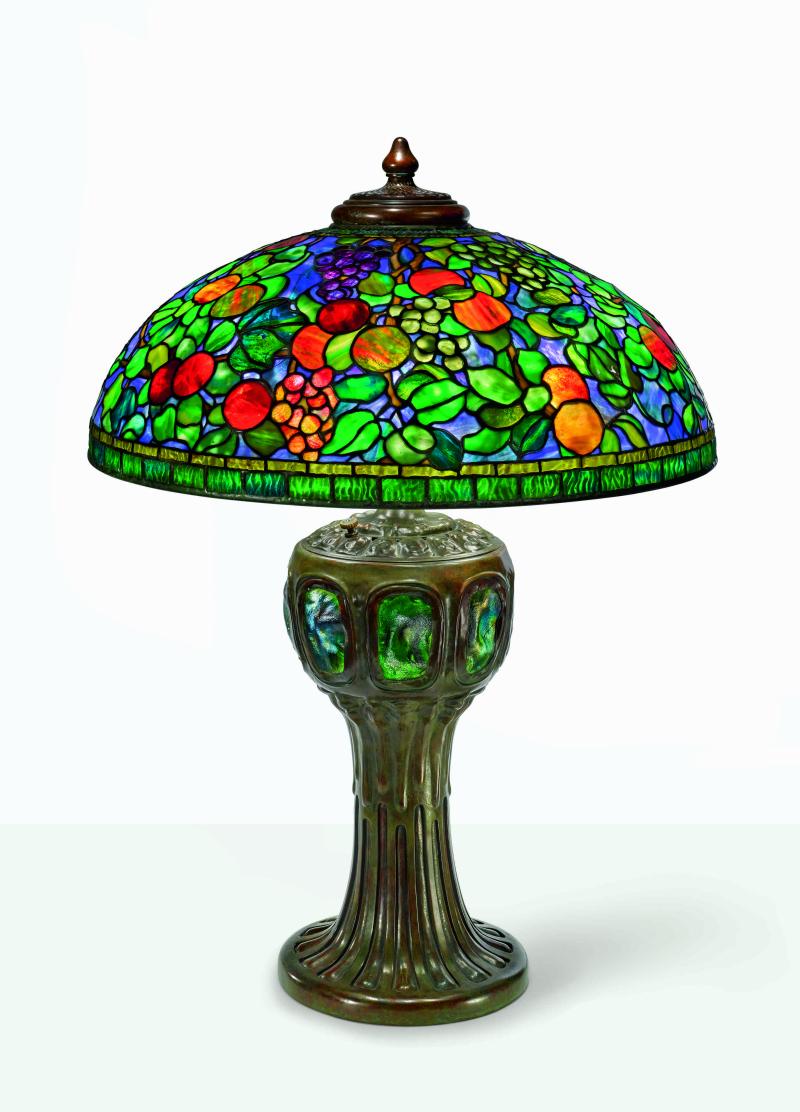 10702 Tiffany Studios Rare Fruit Table Lamp