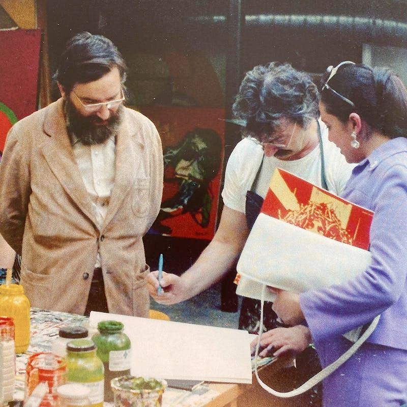 Solveig Bergström and Piet Moget in the studio of Karel Appel in Paris 1976